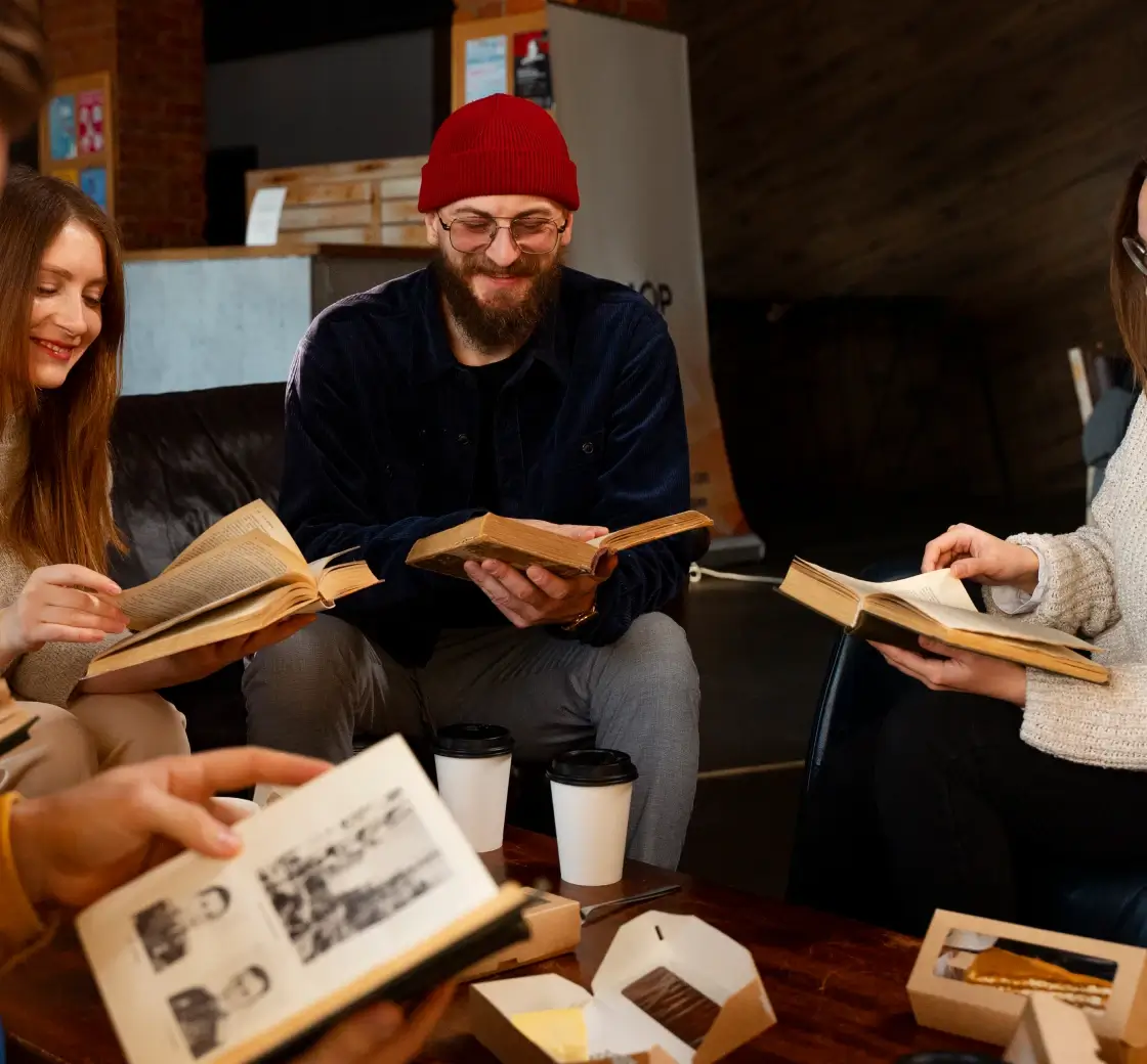 People enjoying books together.