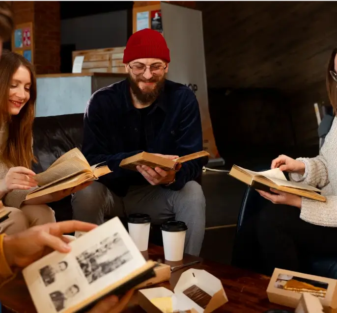 People enjoying books together.