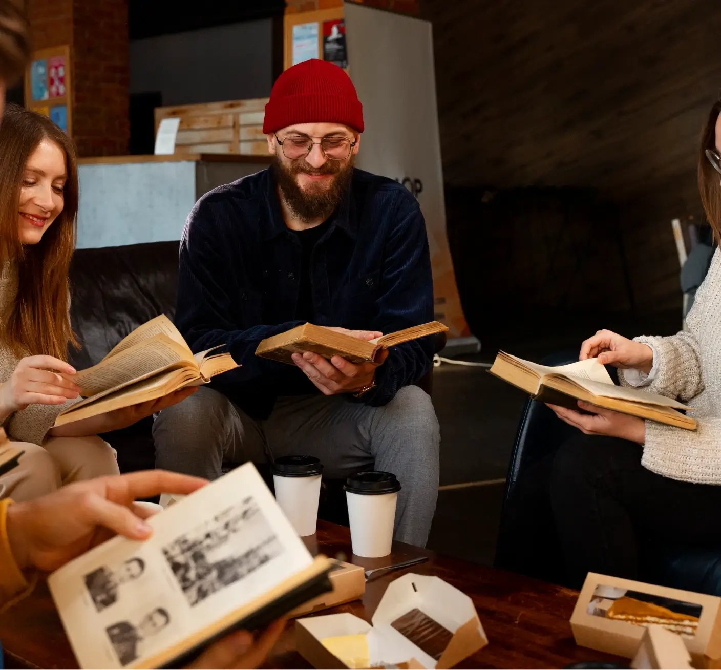 People enjoying books together.